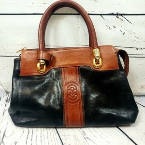 Marino Orlandi Black and Tan Leather Bag